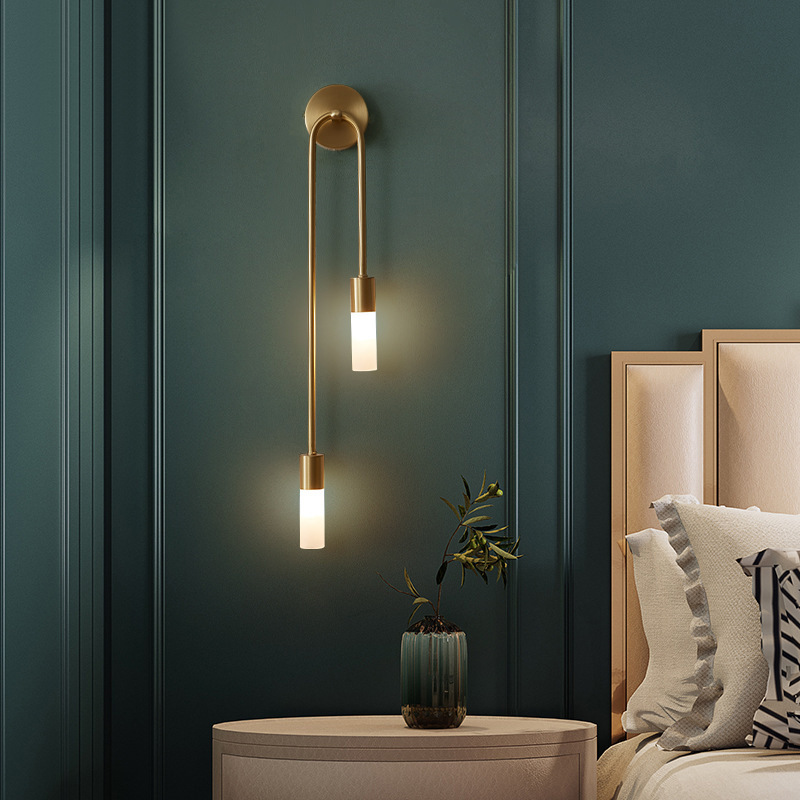 Glass Bed - # レトロな背景のリビングルーム通路寝室ランプベッドサイド北欧風クリエイティブLED装飾壁照明モダンミニマリストウォールランプ