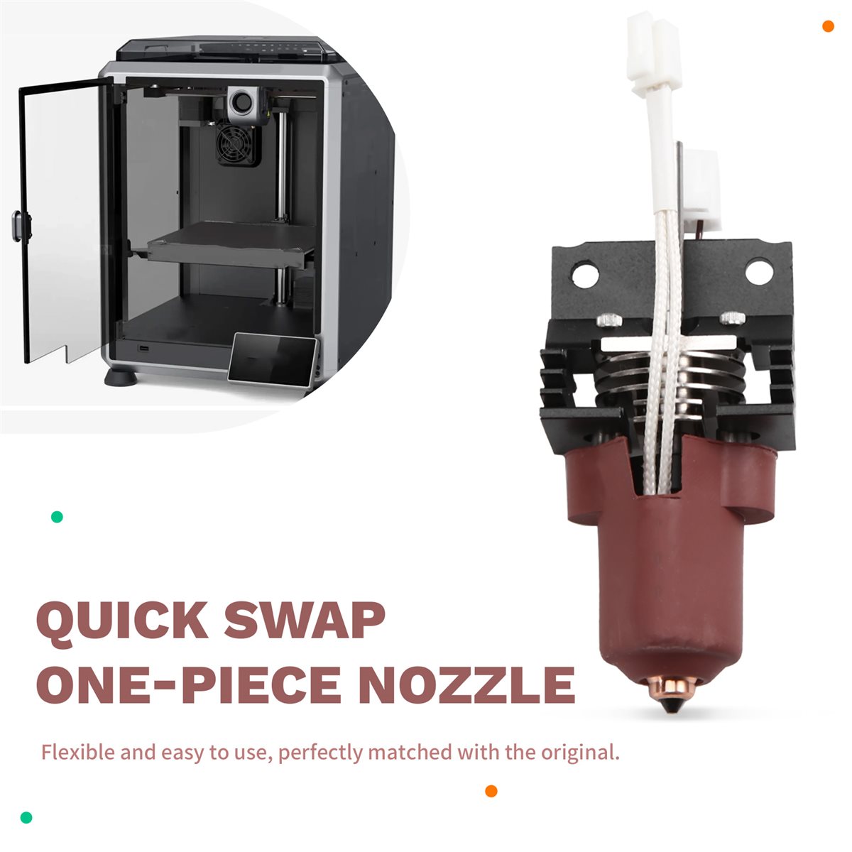 High Flow Ceramic Hotend - (A75T) Creality K1C/K1 Max用ホットエンドキット クイックスワップワンピースノズル セラミック加熱ブロック