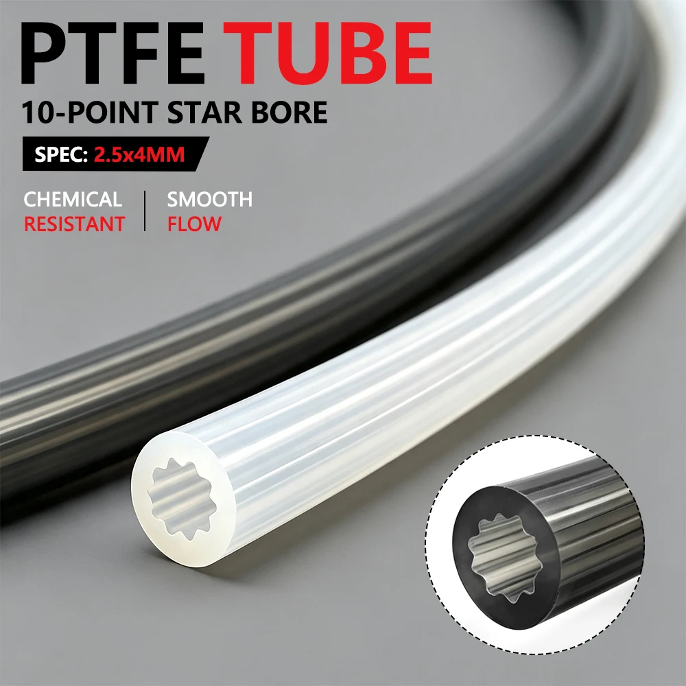 Bowden Tube - 高温対応PTFEチューブ 4x2.5mm、星形の耐腐食性テフロンチューブ。ボウデン式3Dプリンターの押出機用フィラメントガイド。