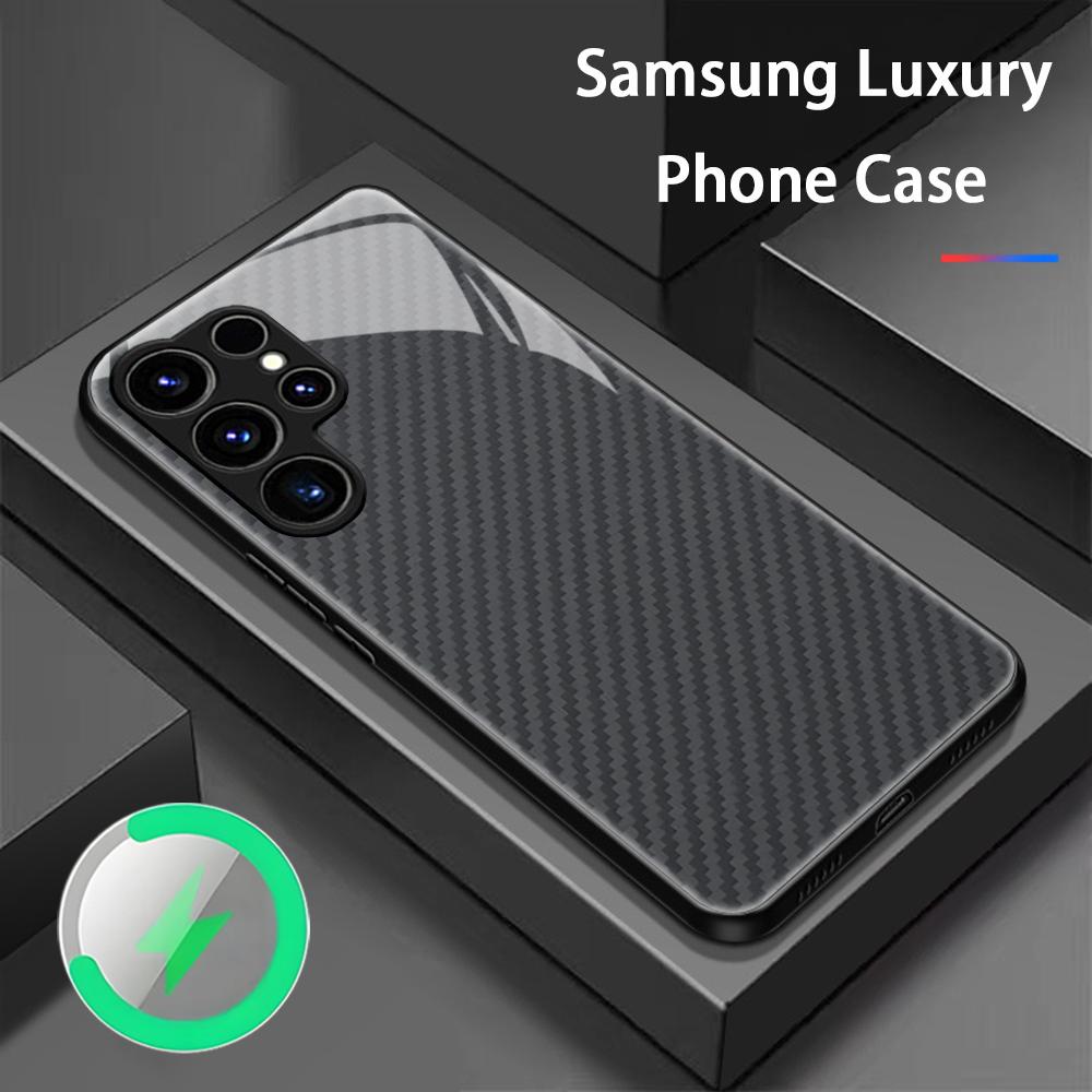 Glass Bed - HDカーボンケブラー素材を使用した、Samsung S26、S25、S24、S23、S22、S21、S20 Plus、Ultra、Foldシリーズに対応した、ガラス製の磁石内蔵ケース「PITAKA」