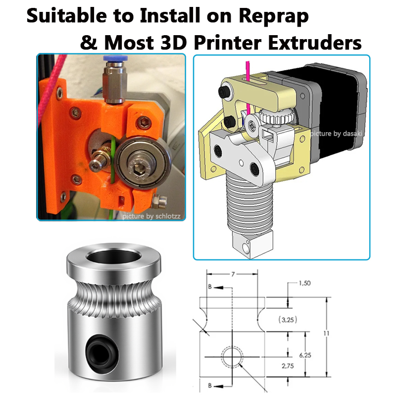 1pc MK8用1.75ミリメートル3ミリメートルフィラメン - Direct Drive Extruder のレビューと価格