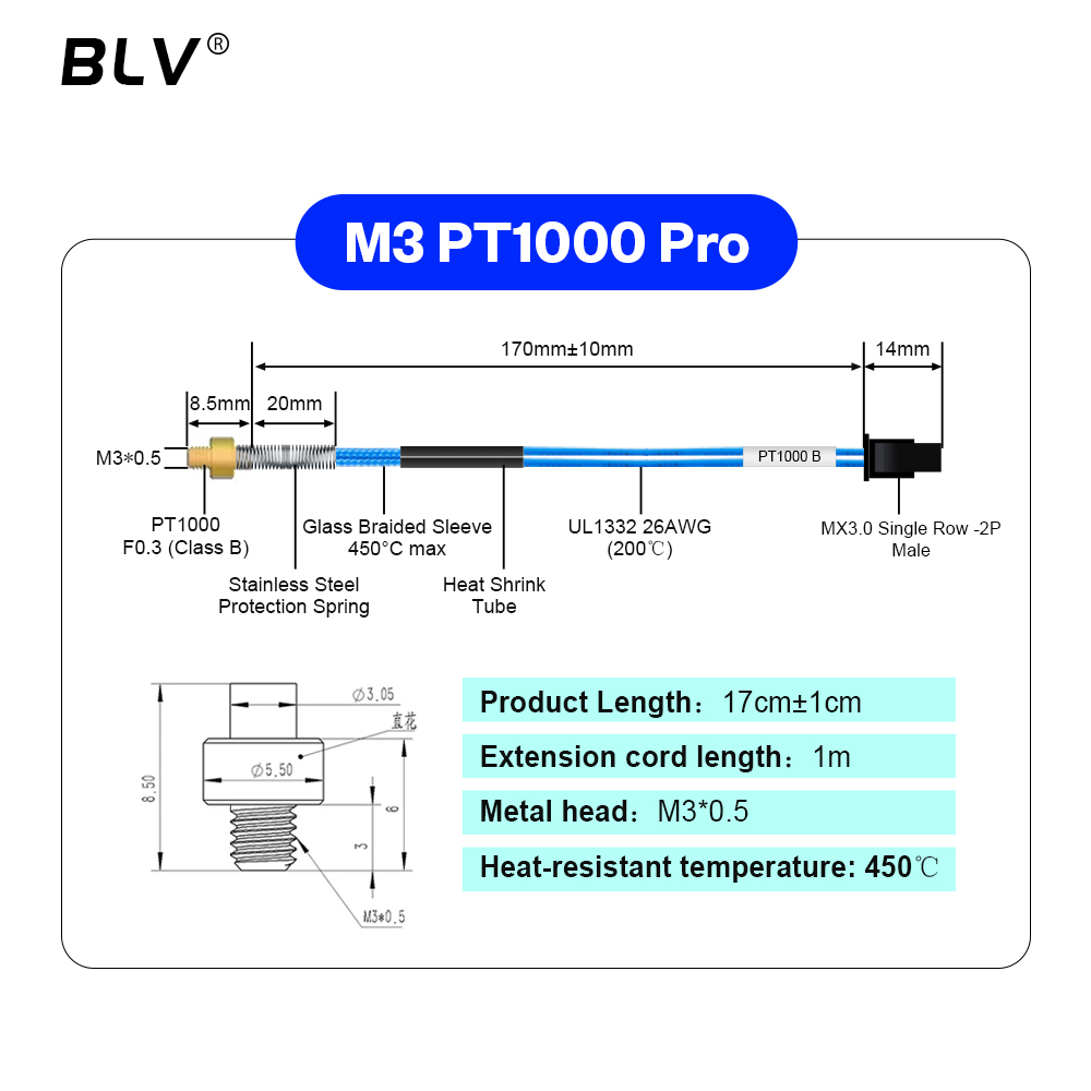 BLV ®   PT1000 サーミスタ M3 M4 Bea - Hotend Assembly のレビューと価格