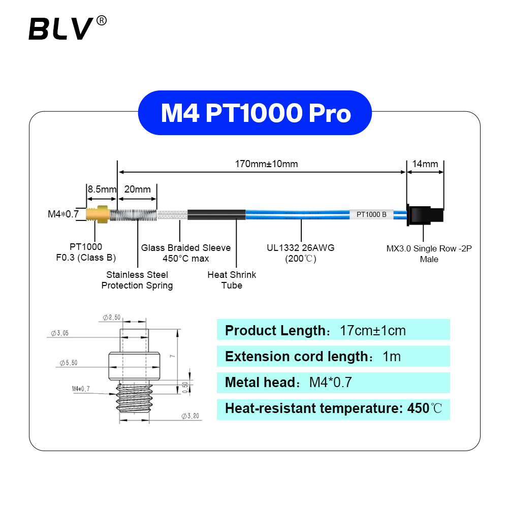 BLV ®   PT1000 サーミスタ M3 M4 Bea - Hotend Assembly のレビューと価格