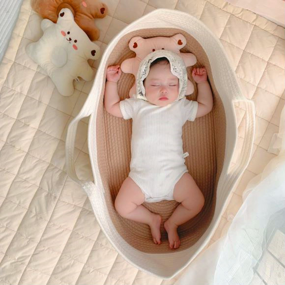 イン風新しい綿ロープ織ベビーハンドバスケット折りたたみポータ - Carriage Bed のレビューと価格