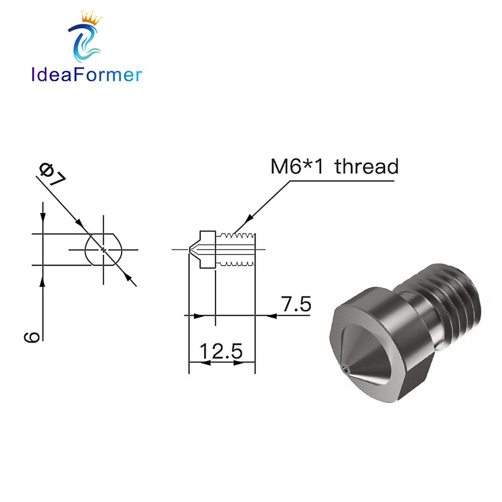 V6 ノズル硬化鋼 0.2/0.4/0.6/0.8/1 ミリ - Nozzle Tungsten のレビューと価格