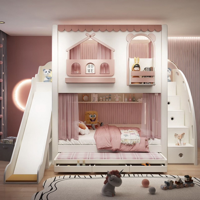 子供用ベッド 女の子用 プリンセス二段ベッド 高低のある二段 - Carriage Bed のレビューと価格