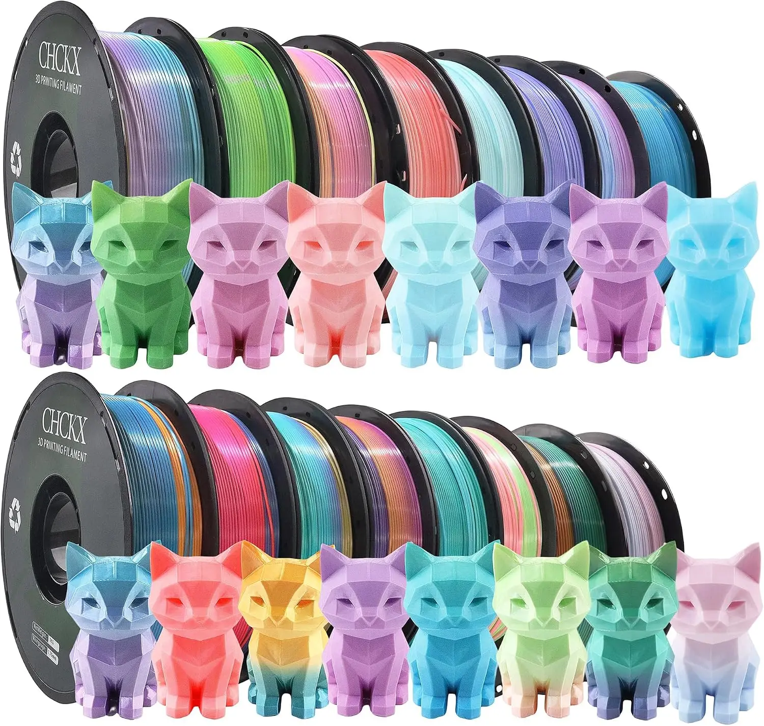 US倉庫16パックシルクレインボーPLA 3Dプリンターフィ - Pla Filament のレビューと価格