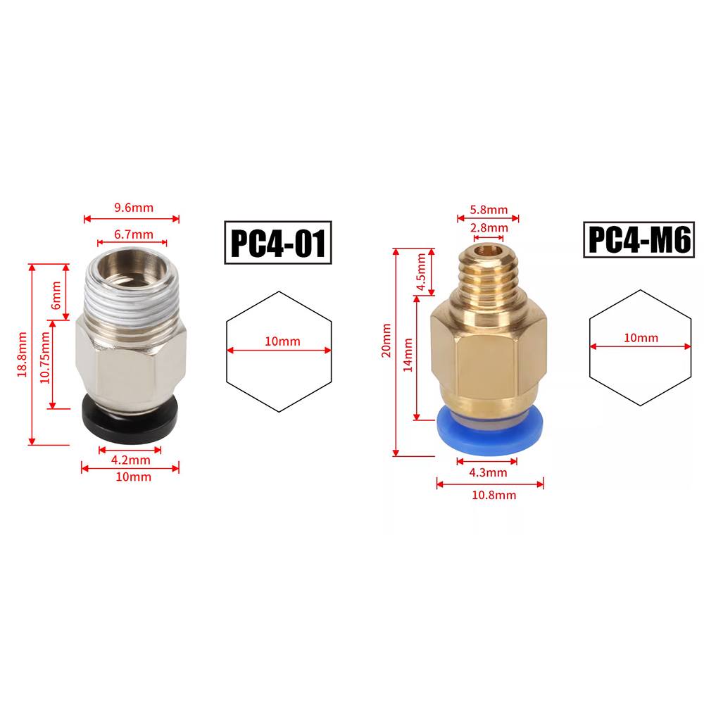 10 ピース/ロット PC4-M6 PC4-01 クイック空 - Bowden Tube のレビューと価格